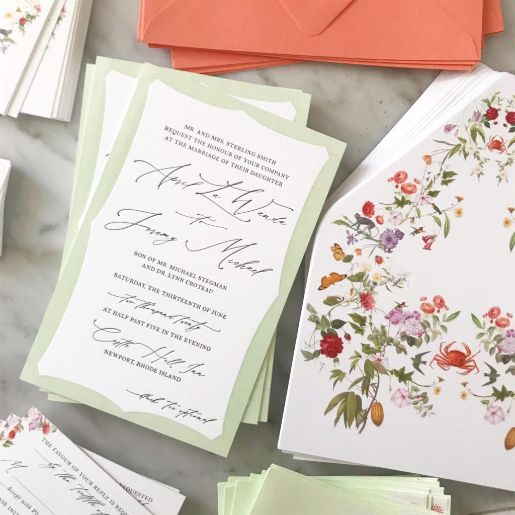 Custom letterpress wedding invitations